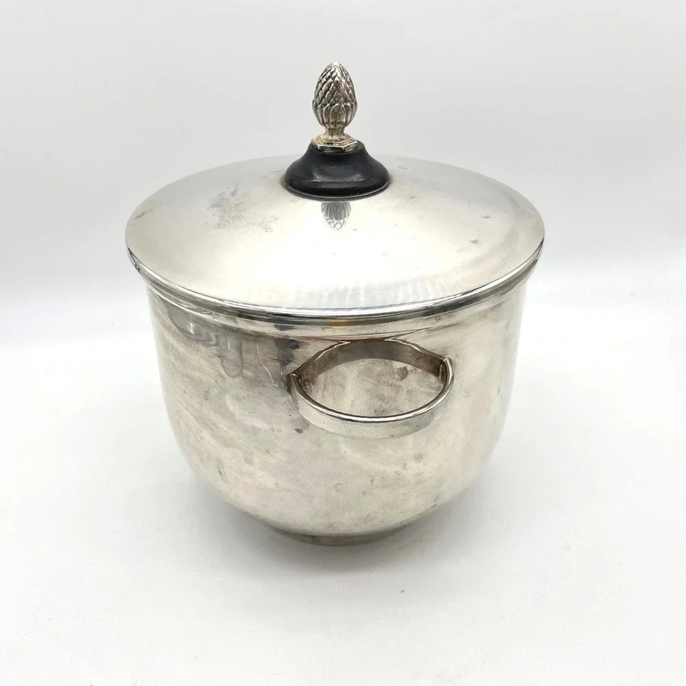 English Silver Mfg Corp Vintage Silver‎ Plate Ice Bucket Pineapple Finial USA